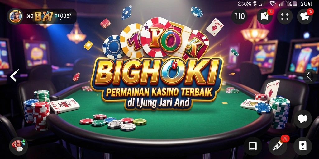 Screenshot gameplay BIGHOKI yang menampilkan suasana Kasino yang seru.