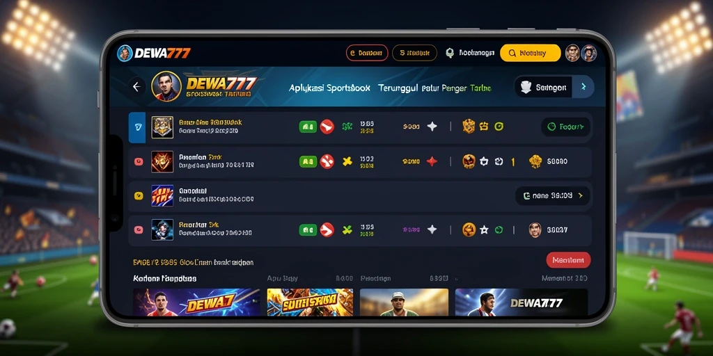 Tampilan gameplay interaktif DEWA777 dalam aplikasi Sportsbook.