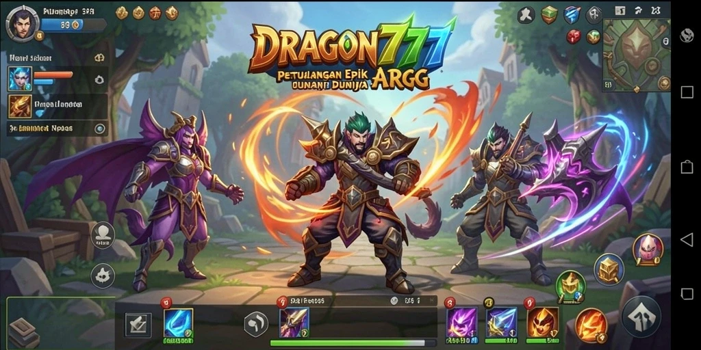 Screenshot gameplay <strong>DRAGON777</strong> menampilkan pertarungan mendebarkan di dunia fantastis.