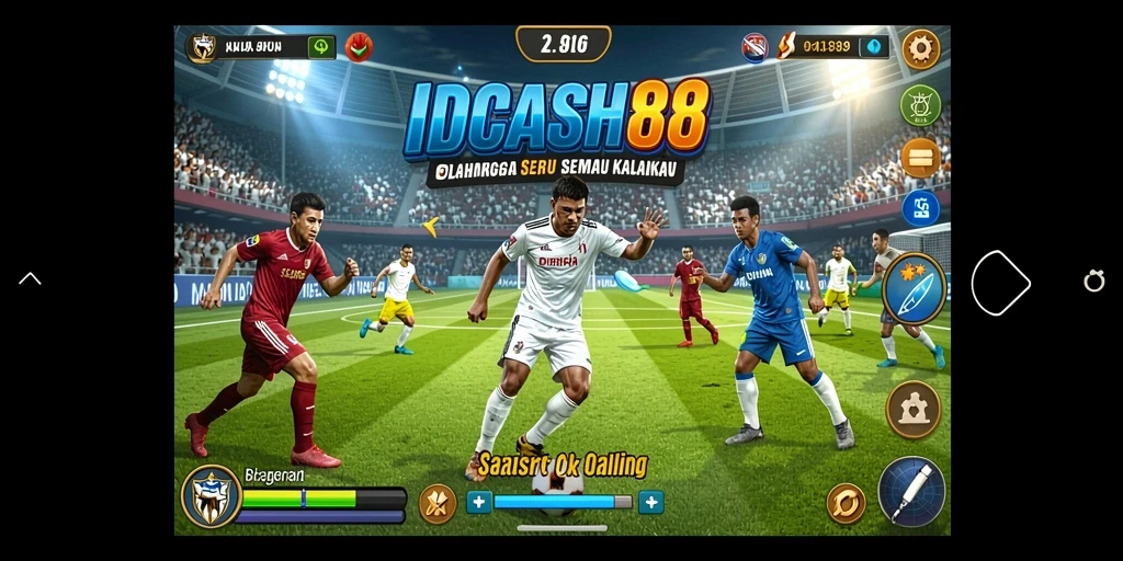 Screenshot utama IDCASH88 menampilkan aksi seru dalam permainan olahraga.