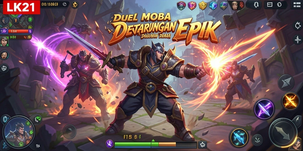 Tangkapan layar dari gameplay seru LK21 dengan aksi MOBA yang intens.