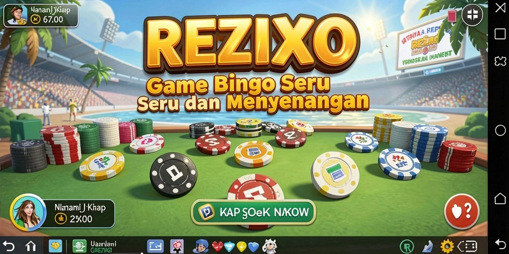 Tampilan utama gameplay Bingo REZIXO yang menarik dan interaktif.