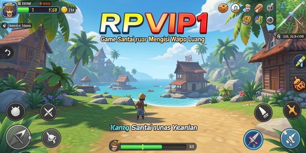 Tampilan gameplay RPVIP1 yang ceria dan penuh warna.