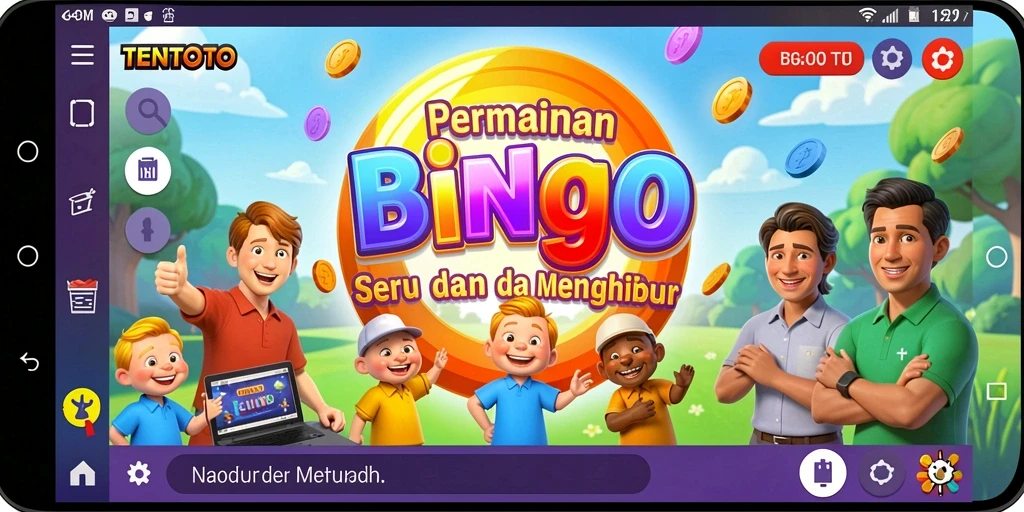 Tangkapan layar utama TENTOTO menampilkan keseruan bermain Bingo.