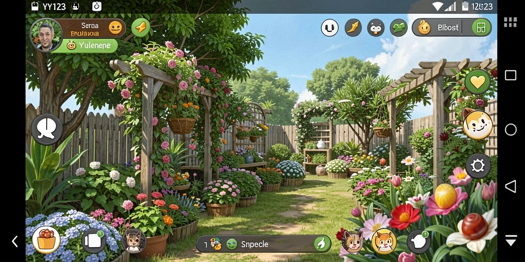 Tampilan gameplay <strong>YY123</strong> menampilkan keseruan berkebun dan merawat tanaman.